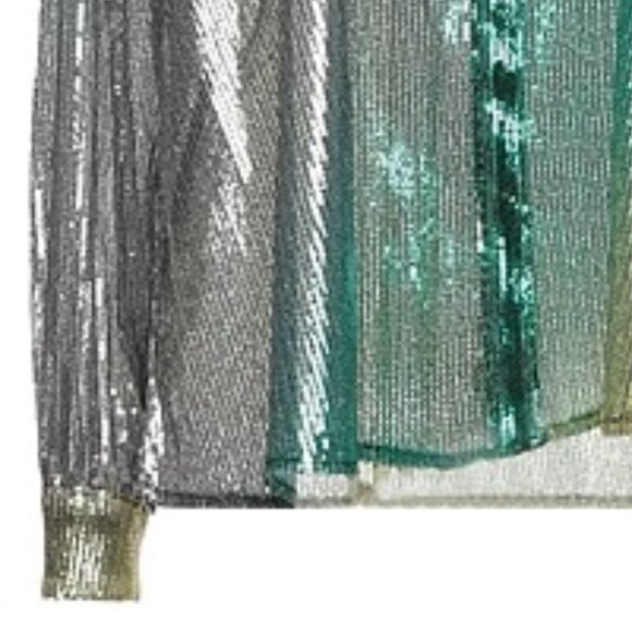 Callie Lives Ombre Future: Marco Bologna Sequin Metallic Button Up Shirt Large - Picture 4 of 5
